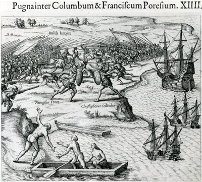 Battle in Jamaica between Christopher Columbus and Francisco Poraz, 1504, from 